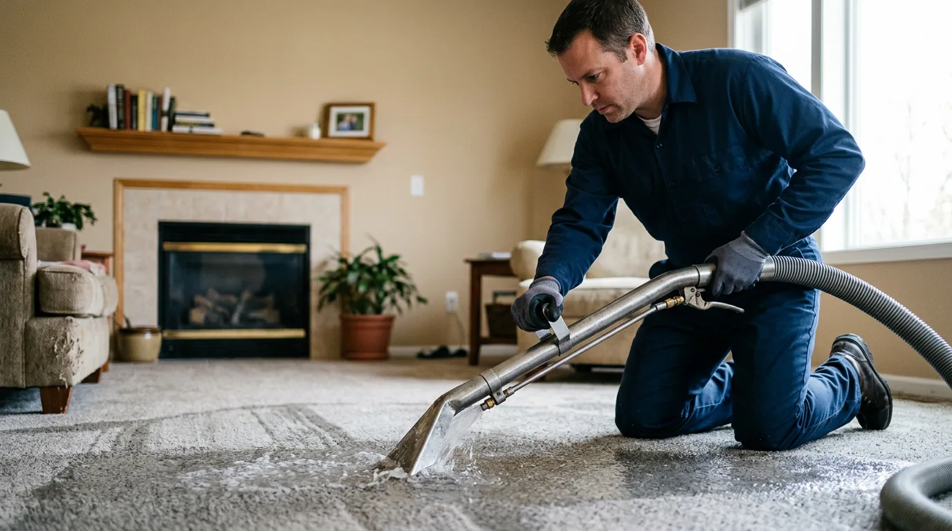 Water damage restoration technician working near Upland, CA